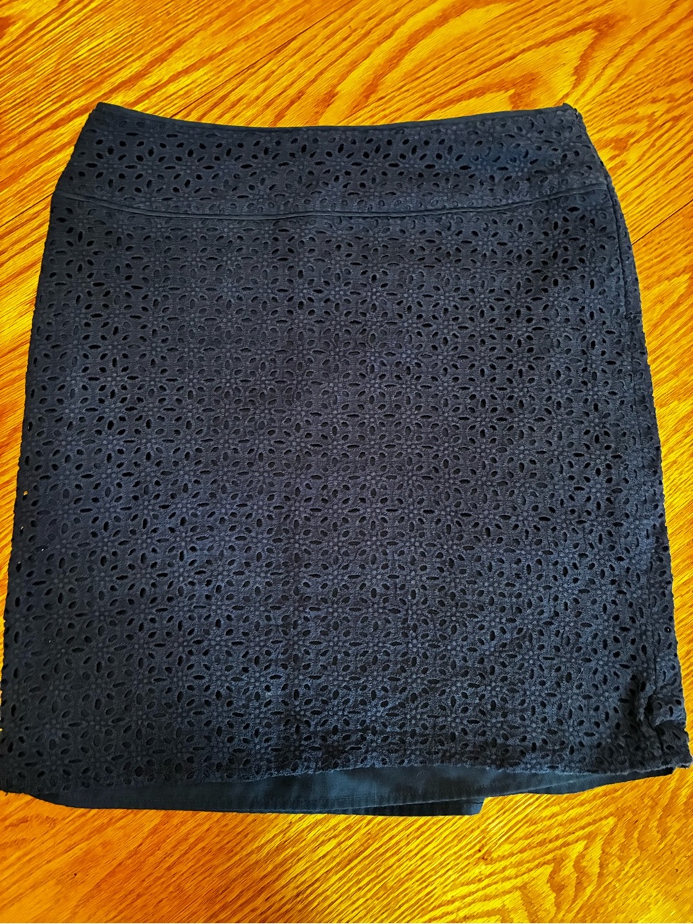 Saint Tropez West Classic Navy Blue Eyelet Pencil Skirt size 10